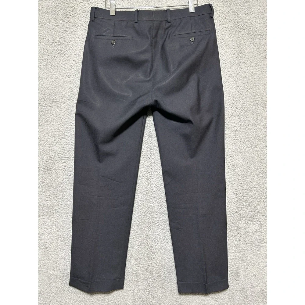 Lauren Ralph Lauren Total Comfort Black Pleated 100% Wool Dress Pants Mens 34X29 - Picture 9 of 10